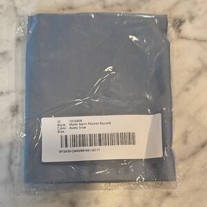 NWT Azazie Matte Satin Pocket Square in Dusty Blue